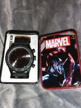 Marvel Black Spider-Man Watch with Tin Box